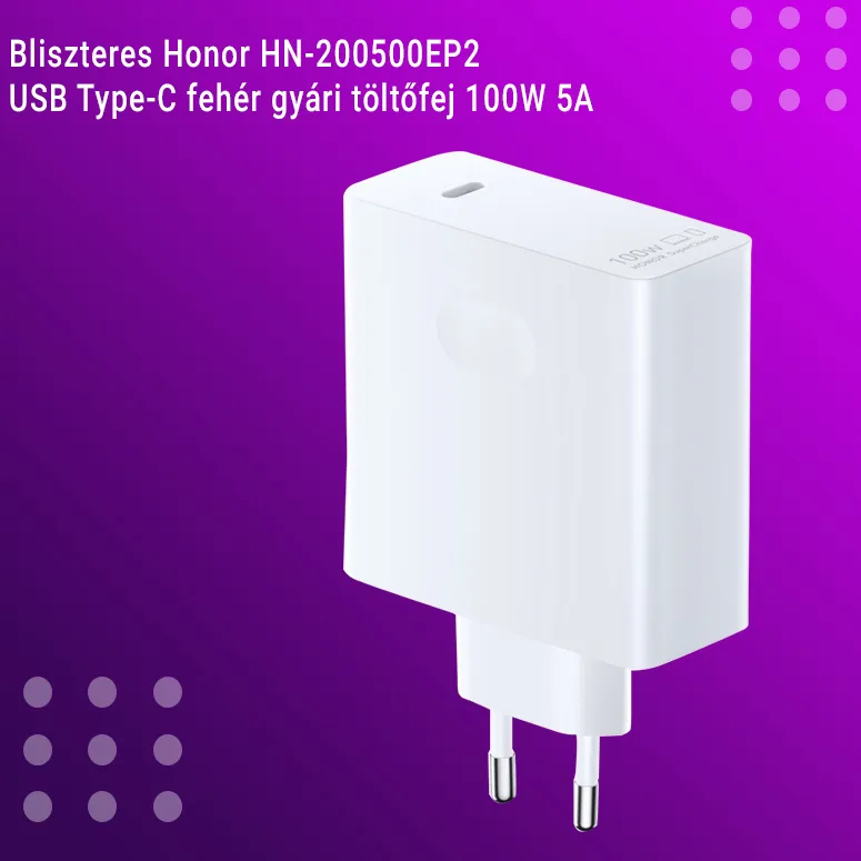 Bliszteres Honor HN-200500EP2 (5503ABHA) USB Type-C fehér gyári töltőfej 100W 5A