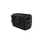 Astrum Watz 20W hálózati PD, GaN töltő vezeték nélküli töltéssel, 1X Type-C 1X USB-A, 20W, 3A, fekete