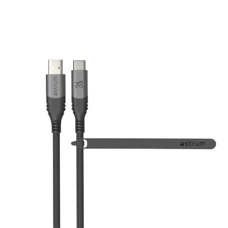 Astrum VerveMesh VMAC20 USB-A - Type-C szövetbevonatos adatkábel 3A, 1.2M fekete