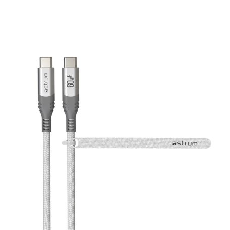 Astrum VerveMesh VMCC60 Type-C - Type-C szövetbevonatos adatkábel, 1.2M fehér