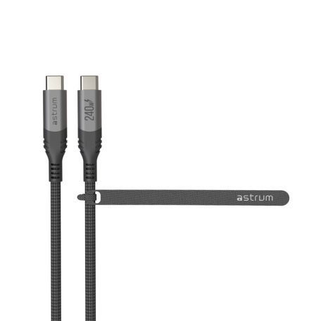 Astrum VerveMesh VMCC240 Type-C - Type-C szövetbevonatos adatkábel, 2.0M szürke