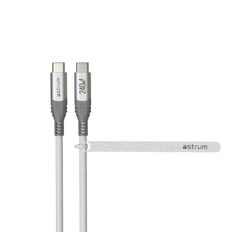 Astrum VerveMesh VMCC240 Type-C - Type-C szövetbevonatos adatkábel, 2.0M fehér