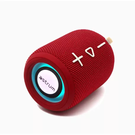 Astrum SP110 hordozható TWS Bluetooth hangszóró FM rádióval, micro SD, AUX, USB, 10W, piros
