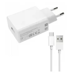   Csomagajánlat - Xiaomi MDY-14-EL gyári hálózati fehér gyors töltőfej 3A 33W USB - Type-C gyorstöltő adatkábellel 1m 3A