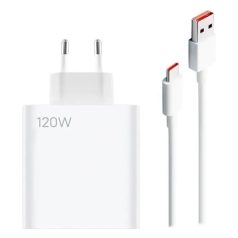   GaN Xiaomi MDY-14-EE gyári hálózati fehér gyors (Turbo) töltőfej 6A 120W USB - Type-C gyorstöltő adatkábellel 1m 6A