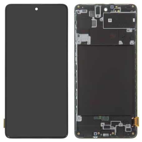 Samsung A715 Galaxy A71 (2020) fekete LCD kijelző érintővel és kerettel (Incell)