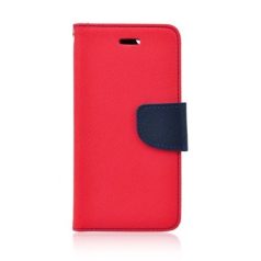  Fancy Huawei P20 oldalra nyíló mágneses könyv tok szilikon belsővel piros - kék