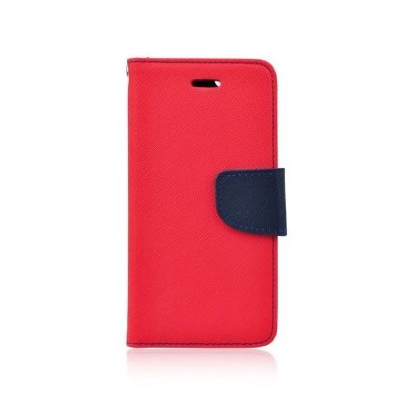 Fancy Samsung G935 Galaxy S7 Edge oldalra nyíló mágneses könyv tok szilikon belsővel piros - kék