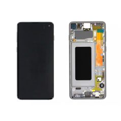   Samsung G973F Galaxy S10 fekete gyári LCD kijelző érintővel és kerettel
