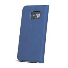   Smart Look Samsung G970F Galaxy S10e oldalra nyíló bőrhatású ablakos könyv tok szilikon belsővel sötétkék