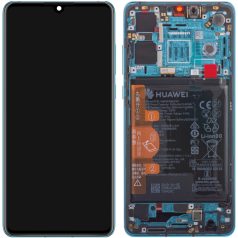   Huawei P30 kék gyári LCD kijelző érintővel és kerettel HB436380ECW gyári akkumulátorral