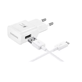   Csomagajánlat - Samsung gyári hálózati fehér töltőfej 2A (ETAU90EWE) 10W USB - micro USB adatkábellel 1m ECB-DU4AWE