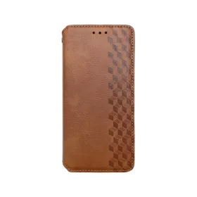   mobilNET Pattern Samsung A325 Galaxy A32 4G oldalra nyíló mágneses könyv tok szilikon belsővel barna