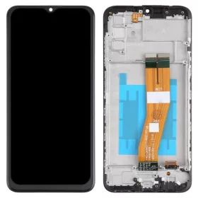   Samsung A037G Galaxy A03s (2021) fekete LCD kijelző érintővel és kerettel (166mm)