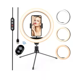   Letscom F-531 10.2" Led selfielámpa tripod álvánnyal, telefontartóval Bluetooth távirányítóval
