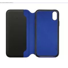   BeetleCase Folio Wallet Apple iPhone X oldalra nyíló mágneses bőr tok fekete-kék