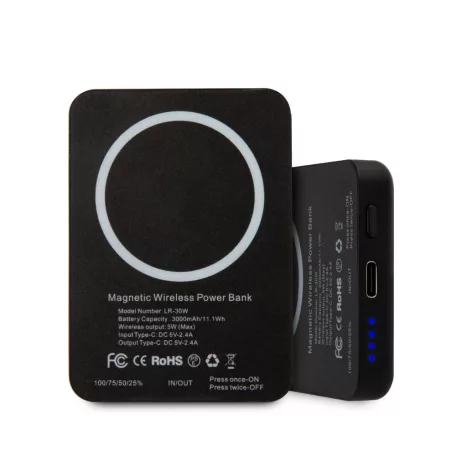 Karl Lagerfeld vezetéknélküli power bank Type-c csatlakozóval 3000mAh (KLPBMSOIBK) 2.1A 5W