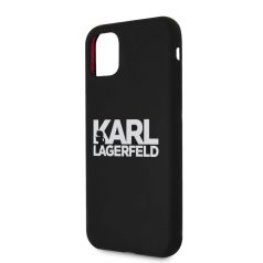   Karl Lagerfeld Apple iPhone 11 (6.1) 2019 Stack White Logo hátlapvédő tok fekete (KLHCN61SLKLRBK)