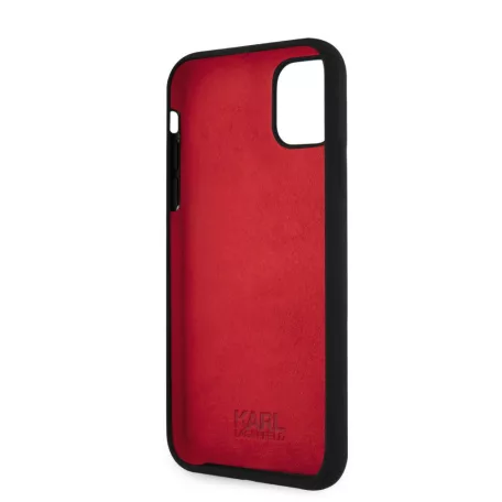 Karl Lagerfeld Apple iPhone 11 (6.1) 2019 Stack White Logo hátlapvédő tok fekete (KLHCN61SLKLRBK)