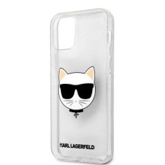   Karl Lagerfeld Choupette Head Apple iPhone 12 / 12 Pro 2020 (6.1) Glitter hátlapvédő tok ezüst (KLHCP12MCHTUGLS)