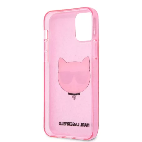 Karl Lagerfeld Choupette Apple iPhone 12 / 12 Pro 2020 (6.1) glitteres hátlapvédő tok pink (KLHCP12MCHTUGLP)