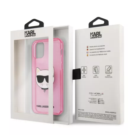 Karl Lagerfeld Choupette Apple iPhone 12 / 12 Pro 2020 (6.1) glitteres hátlapvédő tok pink (KLHCP12MCHTUGLP)