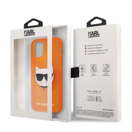 Karl Lagerfeld TPU Choupette Apple iPhone 12 / 12 Pro 2020 (6.1) hátlapvédő tok Fluo Orange (KLHCP12MCHTRO)