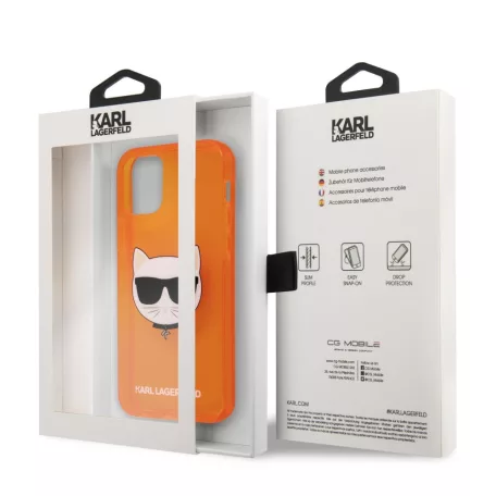 Karl Lagerfeld Choupette Apple iPhone 12 Pro Max 2020 (6.7) hátlapvédő tok Fluo Orange (KLHCP12LCHTRO)