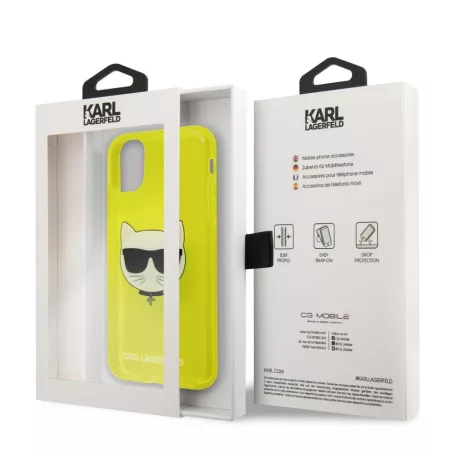 Karl Lagerfeld TPU Choupette Apple iPhone 11 (6.1) 2019 hátlapvédő tok Fluo Yellow (KLHCN61CHTRY)