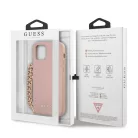 Guess Apple iPhone 12 / 12 Pro 2020 (6.1) PU Saffiano Gold Chain Case hátlapvédő tok pink (GUHCP12MSASGPI)