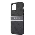 Guess Apple iPhone 12 Pro Max 2020 (6.7) PU 4G Printed Stripe Case hátlapvédő tok fekete (GUHCP12L4GDGR)