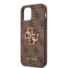   Guess Apple iPhone 12 / 12 Pro 2020 (6.1) PU 4G Metal Logo Case hátlapvédő tok barna (GUHCP12M4GMGBR)