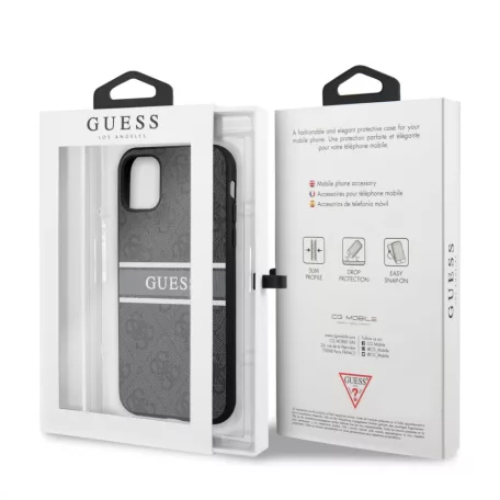 Guess Apple iPhone 11 (6.1) 2019 PU 4G Printed Stripe Case hátlapvédő tok fekete (GUHCN614GDGR)