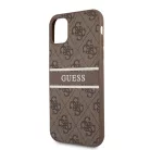 Guess Apple iPhone 11 (6.1) 2019 PU 4G Printed Stripe Case hátlapvédő tok barna (GUHCN614GDBR)