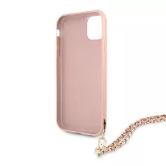   Guess Apple iPhone 11 (6.1) 2019 PU Saffiano Gold Chain Case hátlapvédő tok pink (GUHCN61SASGPI)