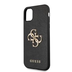   Guess Apple iPhone 11 (6.1) 2019 PU Saffiano Big 4G Metal Logo Case hátlapvédő tok fekete (GUHCN61SA4GGBK)