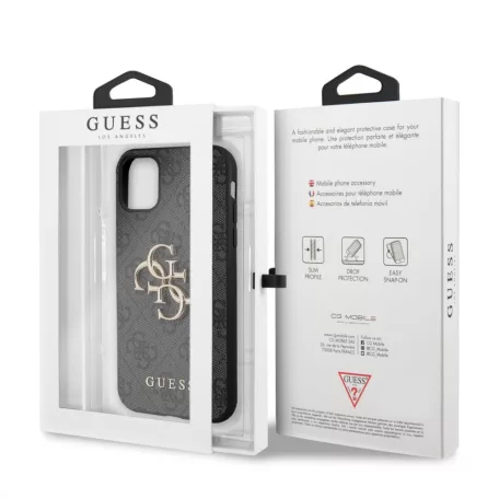 Guess Apple iPhone 11 (6.1) 2019 PU 4G Metal Logo Case hátlapvédő tok fekete (GUHCN614GMGGR)