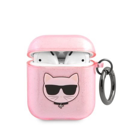 Karl Lagerfeld Choupette Apple AirPods 1/2 szilikon tok pink (KLA2UCHGP)