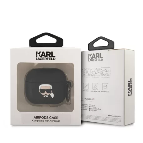 Karl Lagerfeld Apple Airpods 3 szilikon tok fekete (KLACA3SILKHBK)