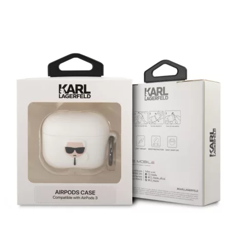 Karl Lagerfeld Apple Airpods 3 szilikon tok fehér (KLACA3SILKHWH)