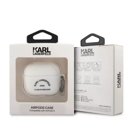 Karl Lagerfeld Rue St Guillaume Apple Airpods 3 szilikon tok fehér (KLACA3SILRSGWH)