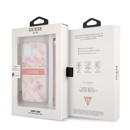 Guess Apple iPhone 13 Mini (5.4) TPU Marble Stripe hátlapvédő tok pink (GUHCP13SKMABPI)