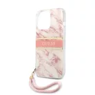 Guess Apple iPhone 13 Pro Max (6.7) TPU Marble Stripe hátlapvédő tok pink (GUHCP13XKMABPI)