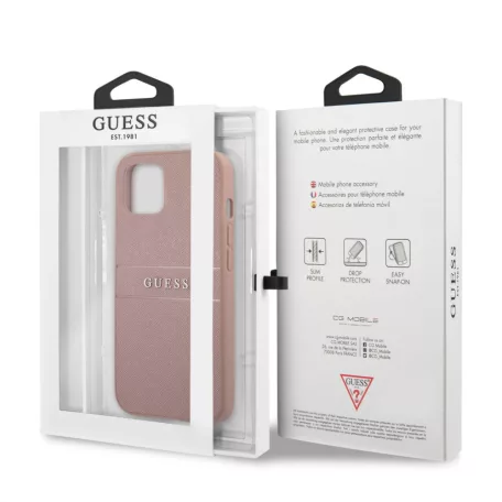Guess PU Leather Saffiano Apple iPhone 13 Pro Max (6.7) hátlapvédő tok pink (GUHCP13XPSASBPI)