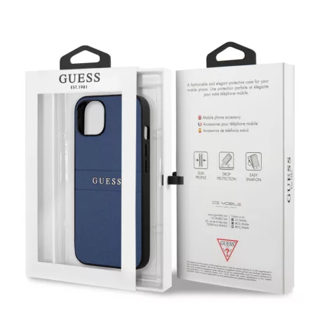 Guess Apple iPhone 13 (6.1) PU Leather Saffiano hátlapvédő tok kék (GUHCP13MPSASBBL)