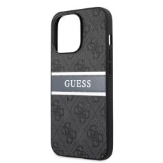   Guess Apple iPhone 13 Pro (6.1) PU 4G Printed Stripe hátlapvédő tok szürke (GUHCP13L4GDGR)