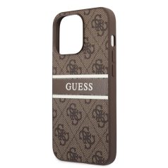   Guess Apple iPhone 13 Pro (6.1) PU 4G Printed Stripe hátlapvédő tok barna (GUHCP13L4GDBR)