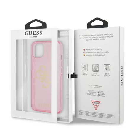 Guess Apple iPhone 13 Mini (5.4) TPU Big 4G Full Glitter hátlapvédő tok pink (GUHCP13SPCUGL4GPI)