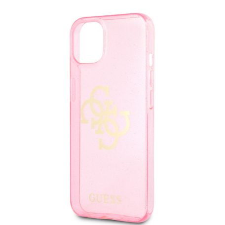 Guess Apple iPhone 13 (6.1) TPU Big 4G Full Glitter hátlapvédő tok pink (GUHCP13MPCUGL4GPI)