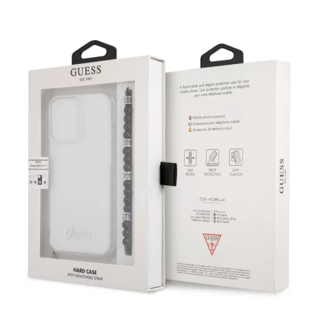 Guess Apple iPhone 13 Pro (6.1) PC Script and Black Pearls hátlapvédő tok átlátszó (GUHCP13LKPSBK)